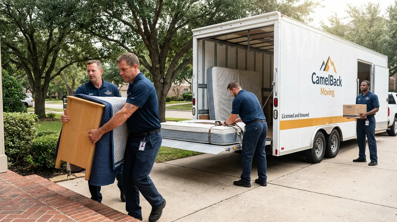 Crew loading residential truck for cross-state move from Maysville, GA