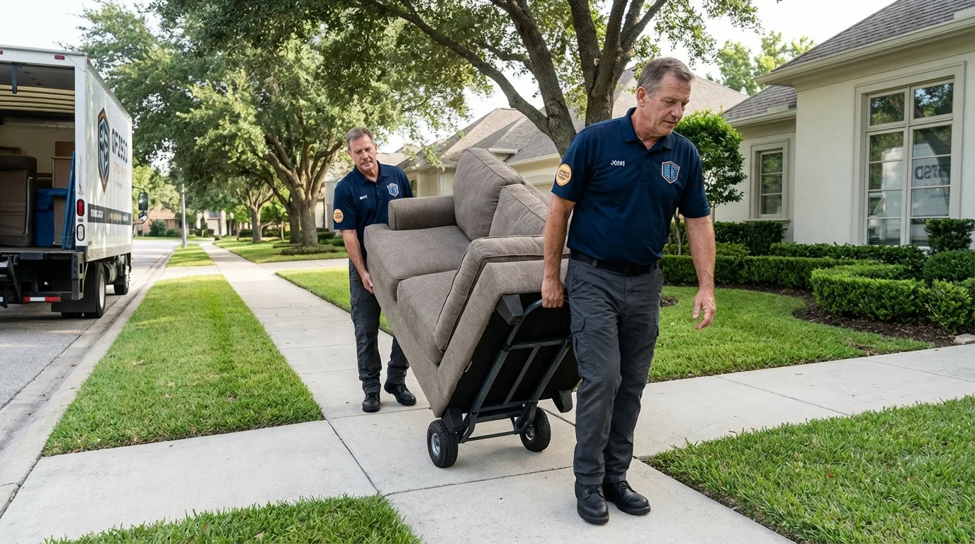 Local residential moving crew loading furniture in Maysville, GA